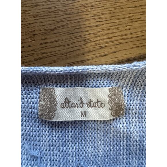 Altar'd State Size Medium Blue Floral Crop Sweater Daiseys Lightweight Cotton - Picture 3 of 10